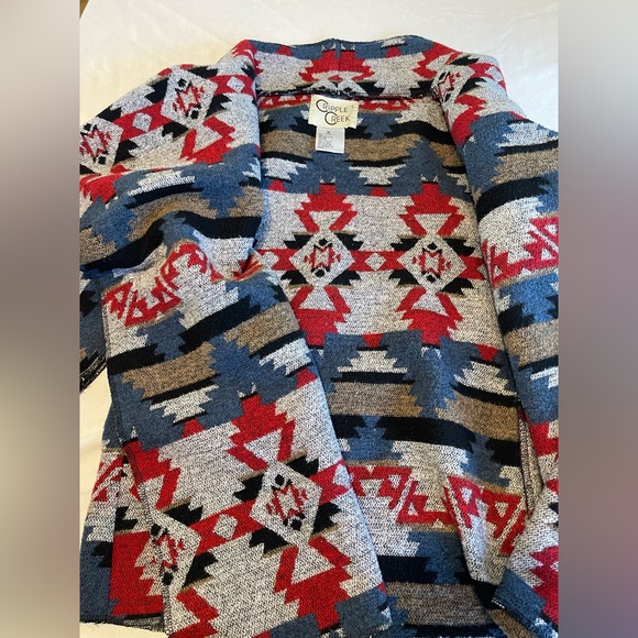 Cripple Creek Draped Open Front Cardigan Aztec Print Womens Sm - Picture 5 of 6